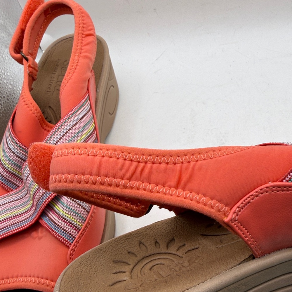 SoLite Easy Street Sandal Wedges Coral Summer Shoes Womens 9W 9 Wide - Picture 11 of 13